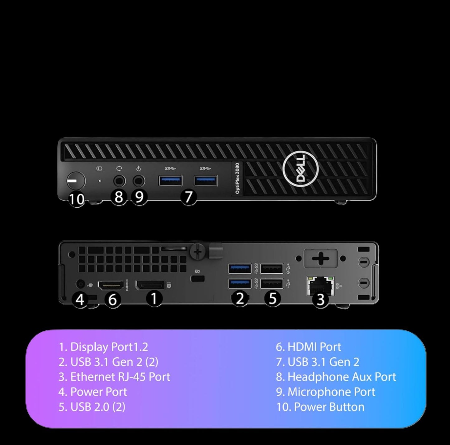 DELL OPTIPLEX 3080 MICRO DESKTOP - i5 6-Core / 12GB / 256GB